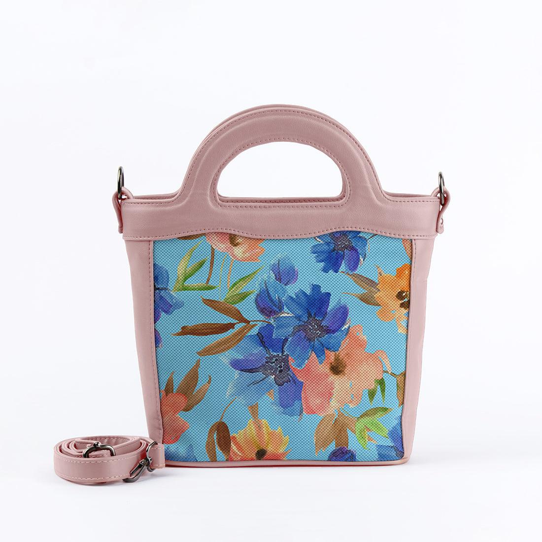 Rose Top Handle Handbag Floral in blue - CANVAEGYPT