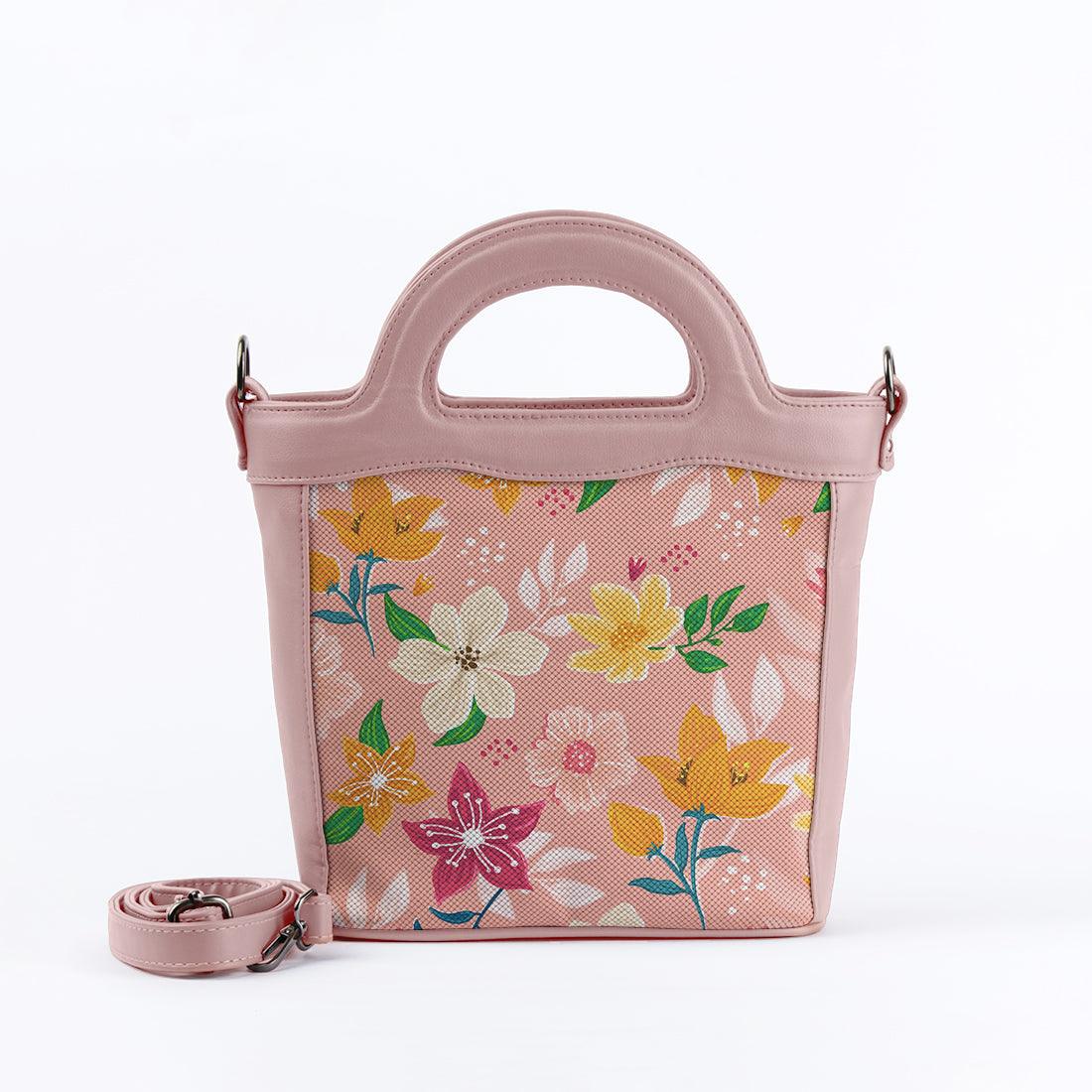 Rose Top Handle Handbag Pink Floral - CANVAEGYPT