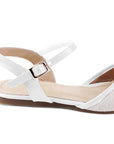 White Closed Strap Sandal African Tribal