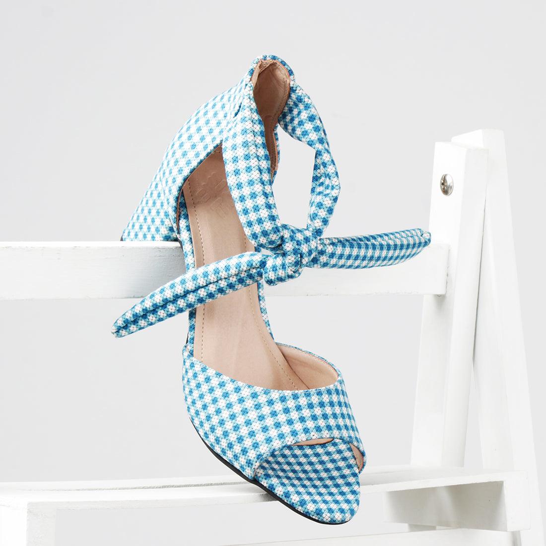 Spotted Blue Chunky Heeled - CANVAEGYPT