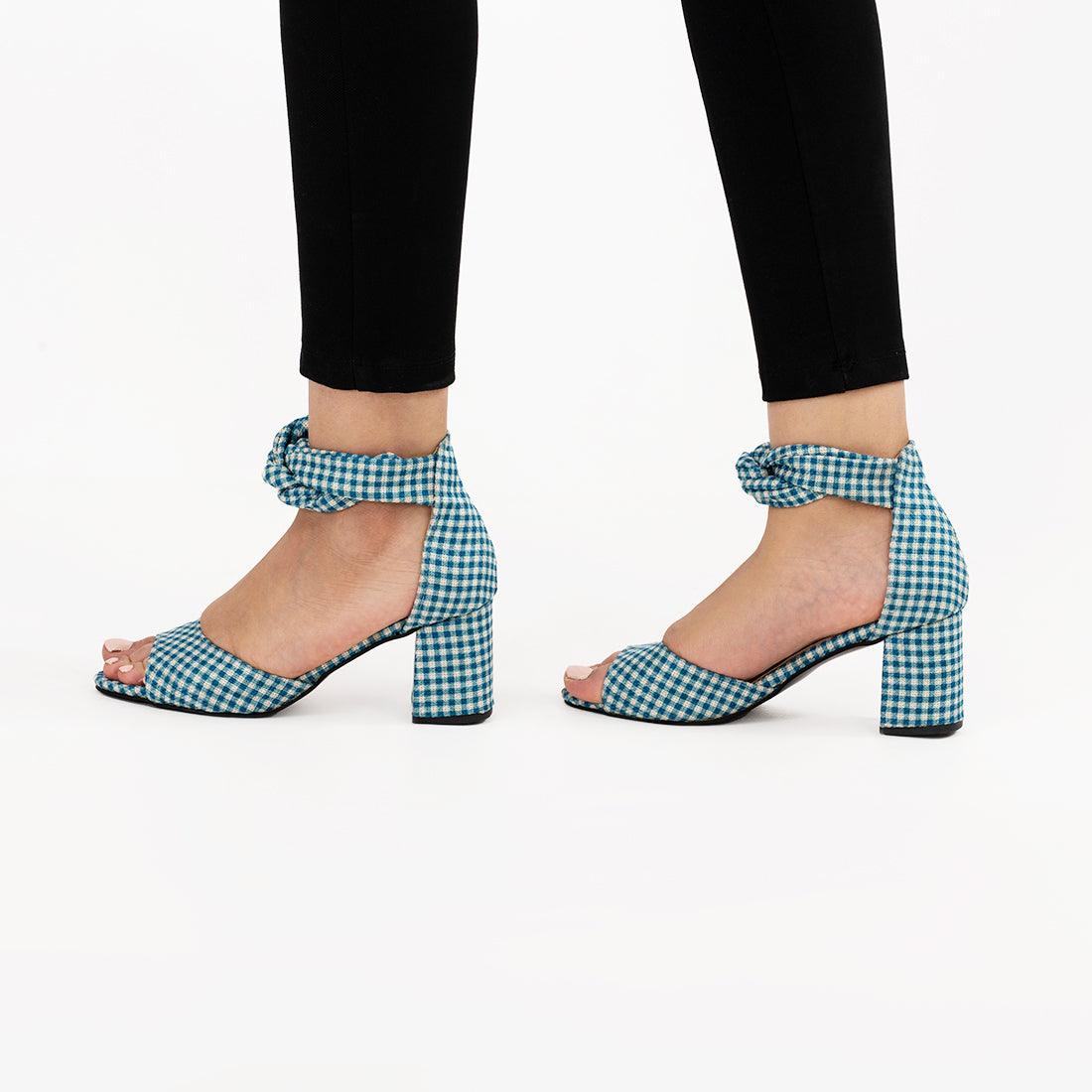 Spotted Blue Chunky Heeled - CANVAEGYPT