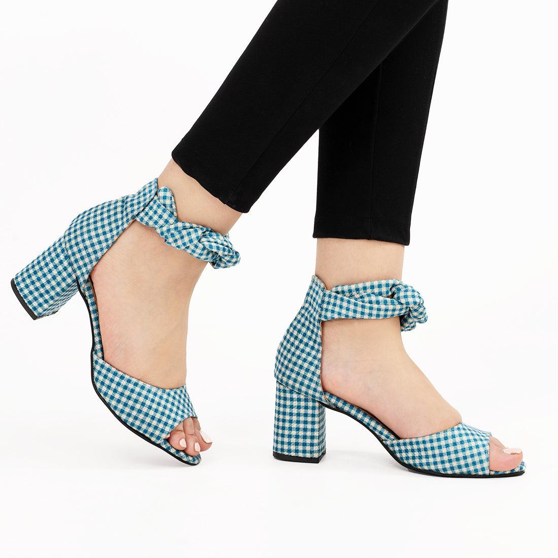 Spotted Blue Chunky Heeled - CANVAEGYPT