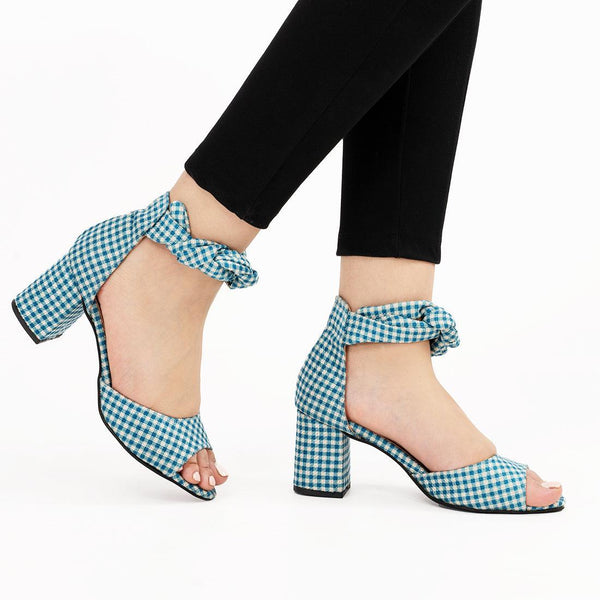 Spotted Blue Chunky Heeled - CANVAEGYPT