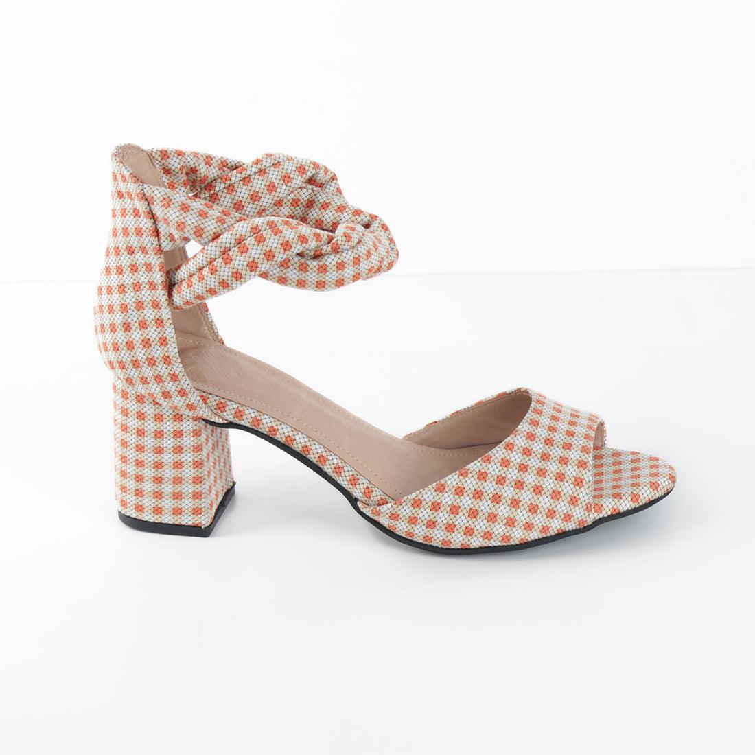 Spotted Orange Chunky Heeled - CANVAEGYPT
