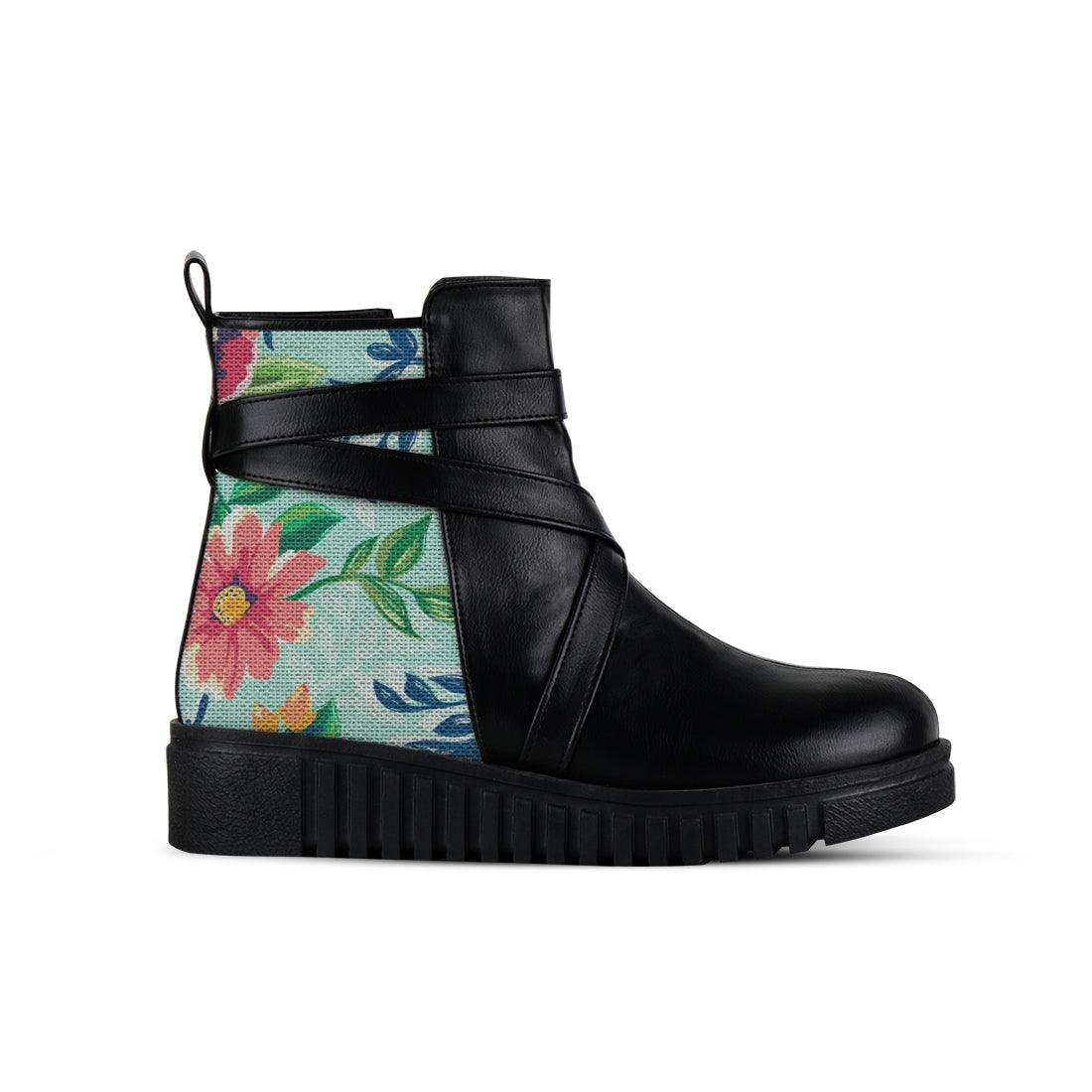 Strap Bootie Cyan Floral - CANVAEGYPT