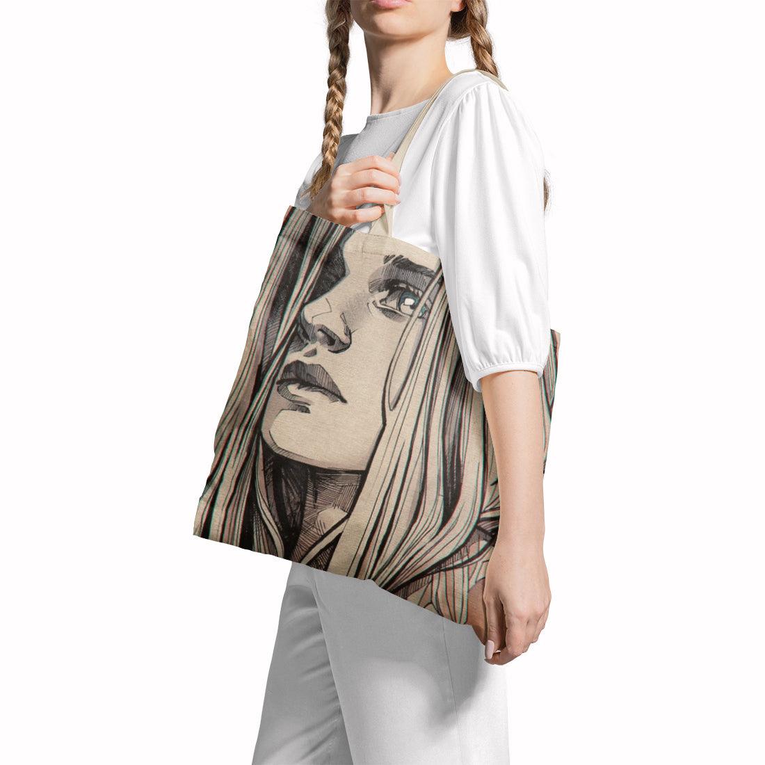 Tote Bag Girl Sketch - CANVAEGYPT
