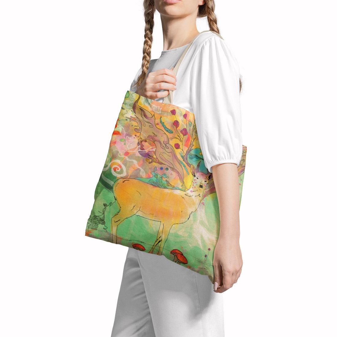 Tote Bag Watercolor Deer - CANVAEGYPT