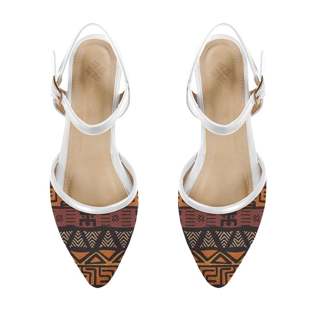 White Closed Strap Sandal African Pattern - CANVAEGYPT