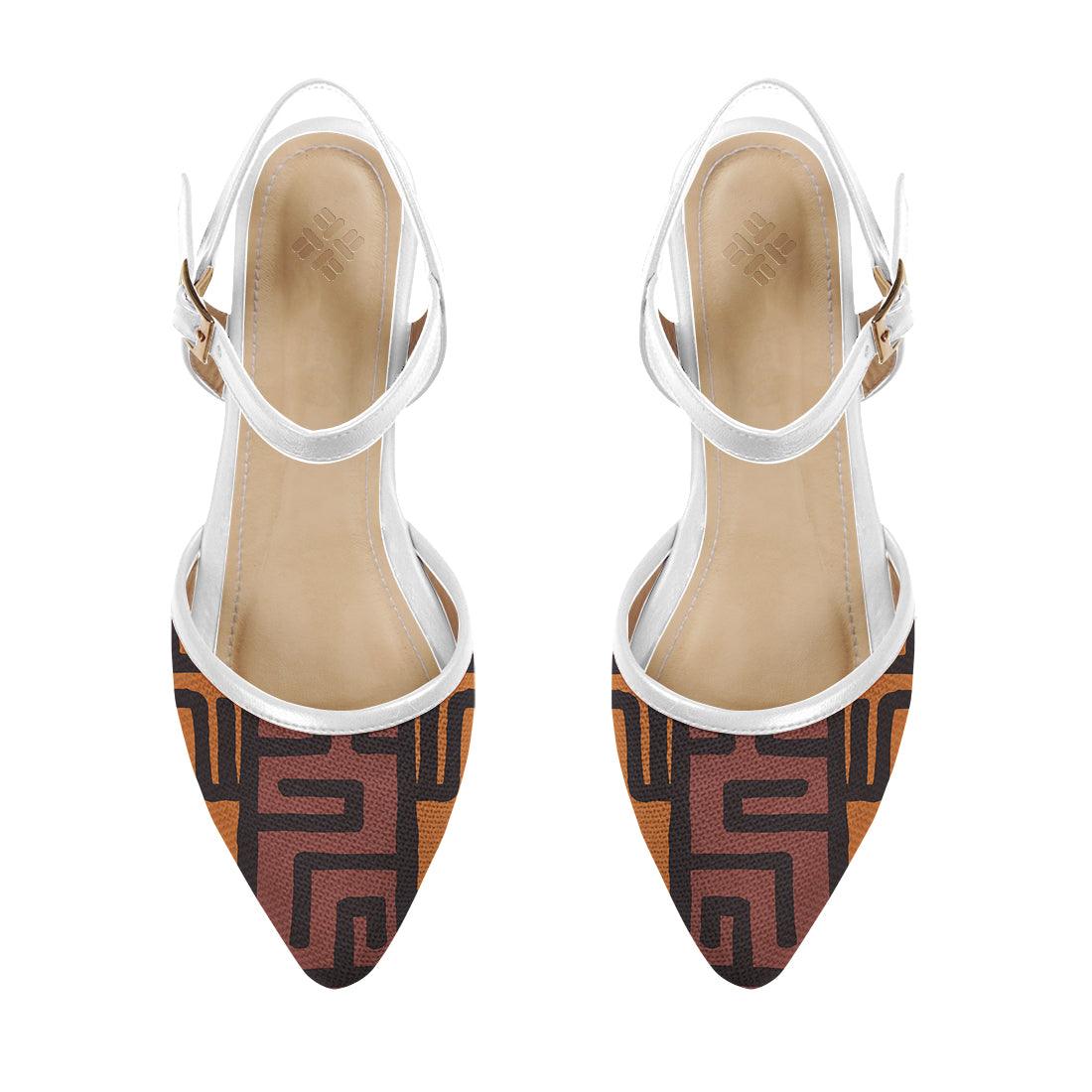 White Closed Strap Sandal African Tribal