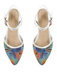 White Closed Strap Sandal Floral in blue