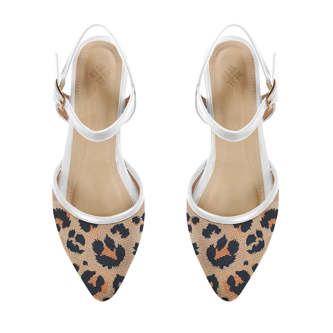 White Closed Strap Sandal Orange Cheetah - CANVAEGYPT
