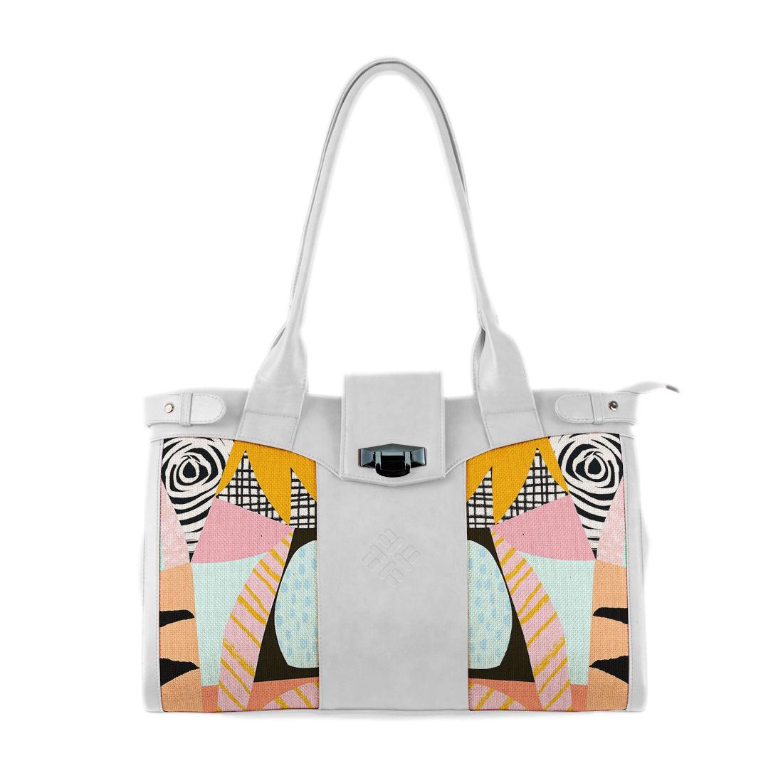 White Double Handle Large Bag Abstract - CANVAEGYPT