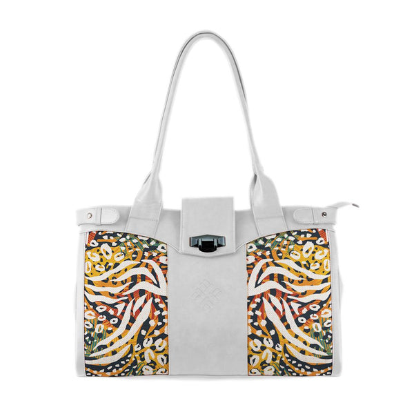 White Double Handle Large Bag African Spotted - CANVAEGYPT