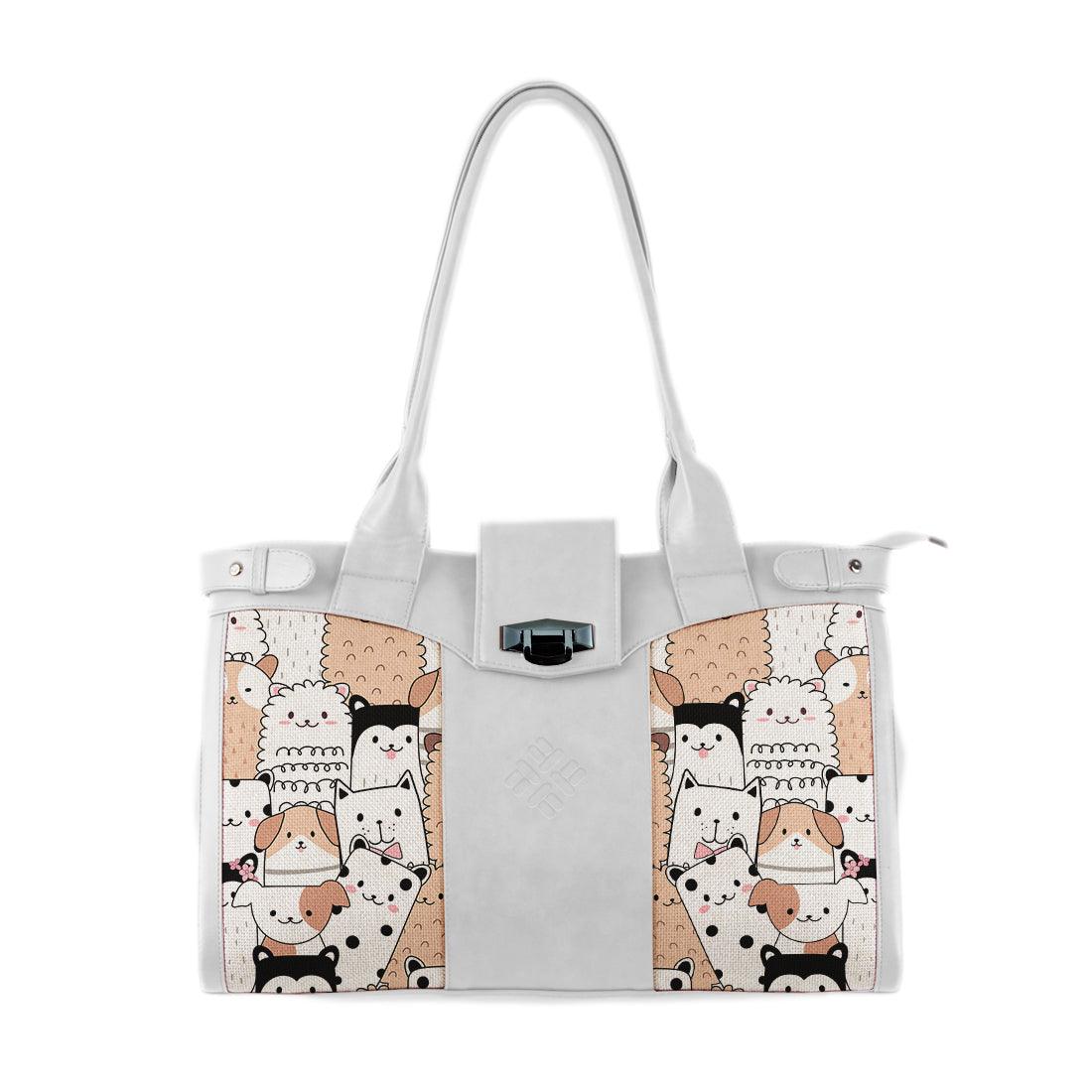White Double Handle Large Bag Cute Pets - CANVAEGYPT