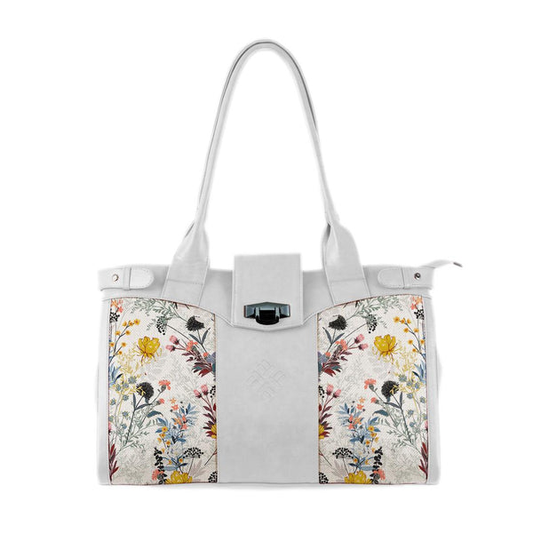 White Double Handle Large Bag Floary - CANVAEGYPT