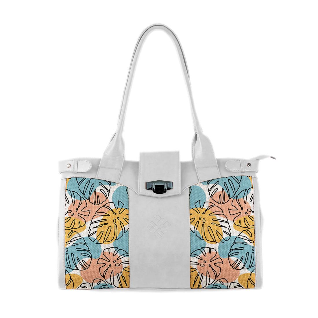 White Double Handle Large Bag Floral - CANVAEGYPT