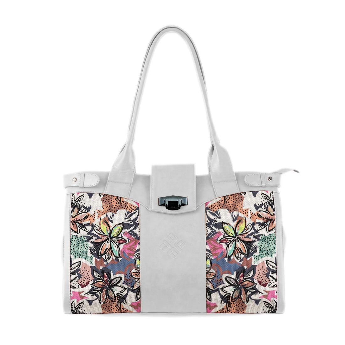 White Double Handle Large Bag Floral Skins - CANVAEGYPT