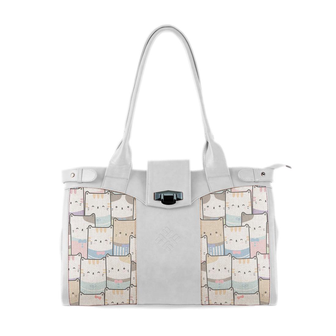 White Double Handle Large Bag Kitty - CANVAEGYPT