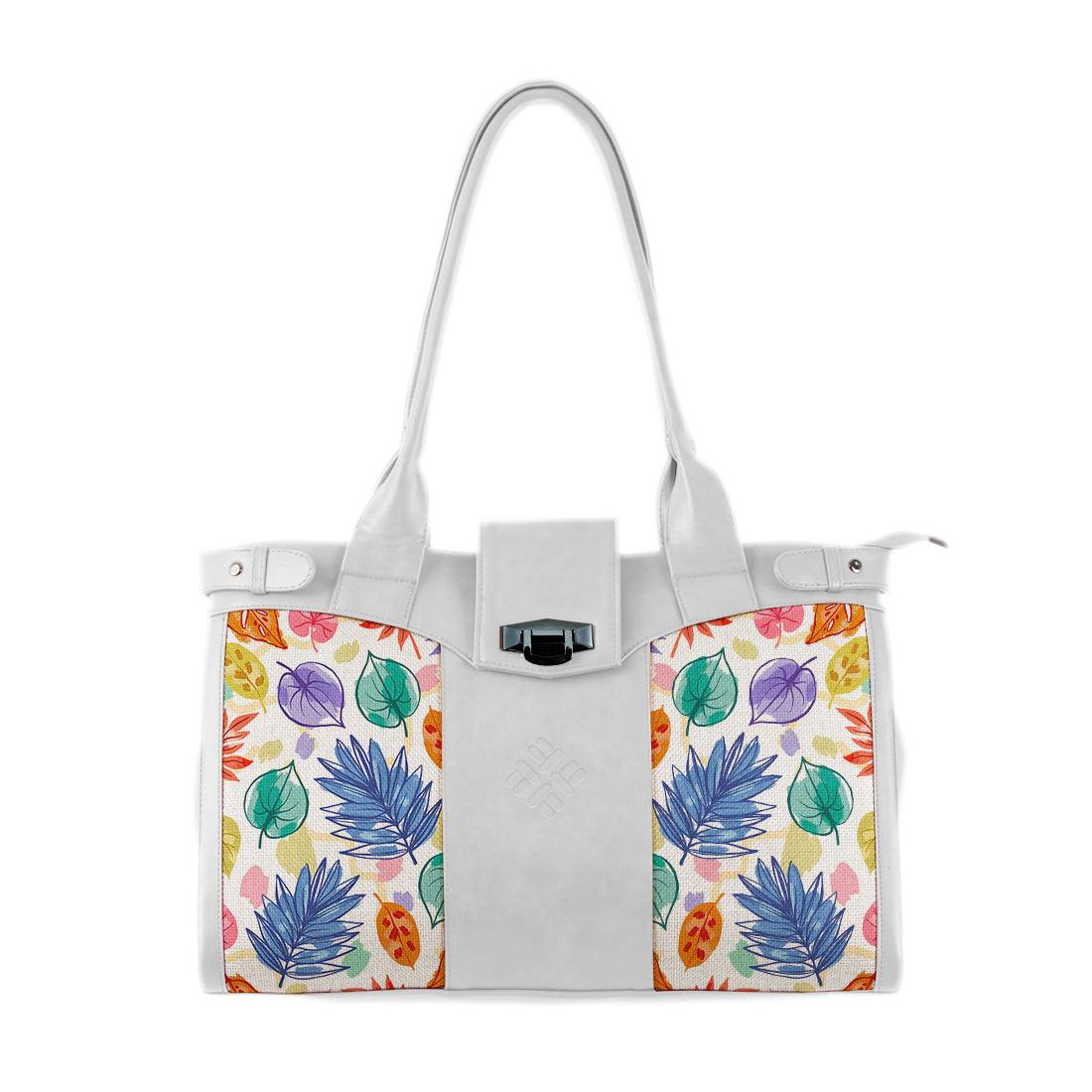 White Double Handle Large Bag Leafs - CANVAEGYPT