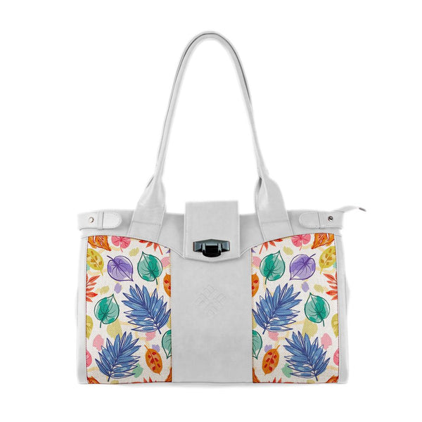White Double Handle Large Bag Leafs - CANVAEGYPT