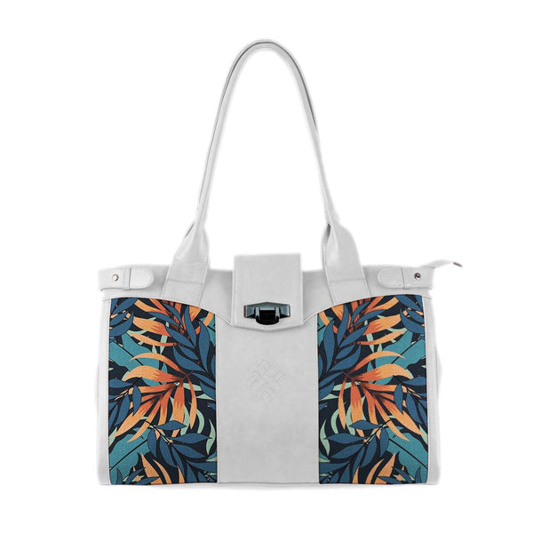 White Double Handle Large Bag Leaves - CANVAEGYPT
