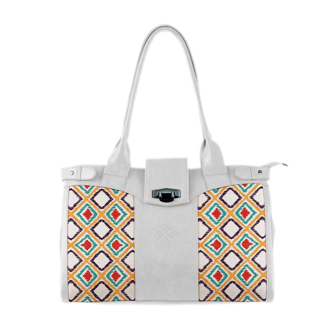 White Double Handle Large Bag Pixely - CANVAEGYPT