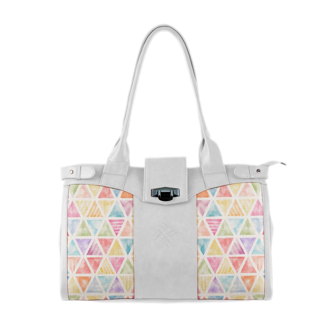 White Double Handle Large Bag Triangles Colors - CANVAEGYPT