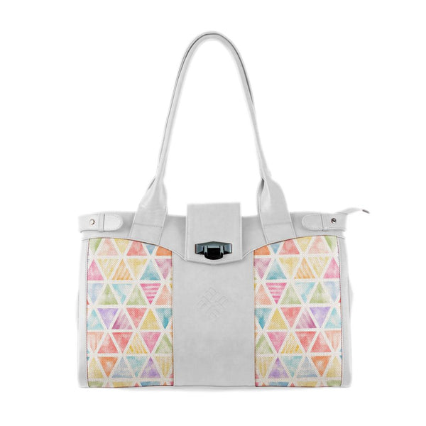 White Double Handle Large Bag Triangles Colors - CANVAEGYPT