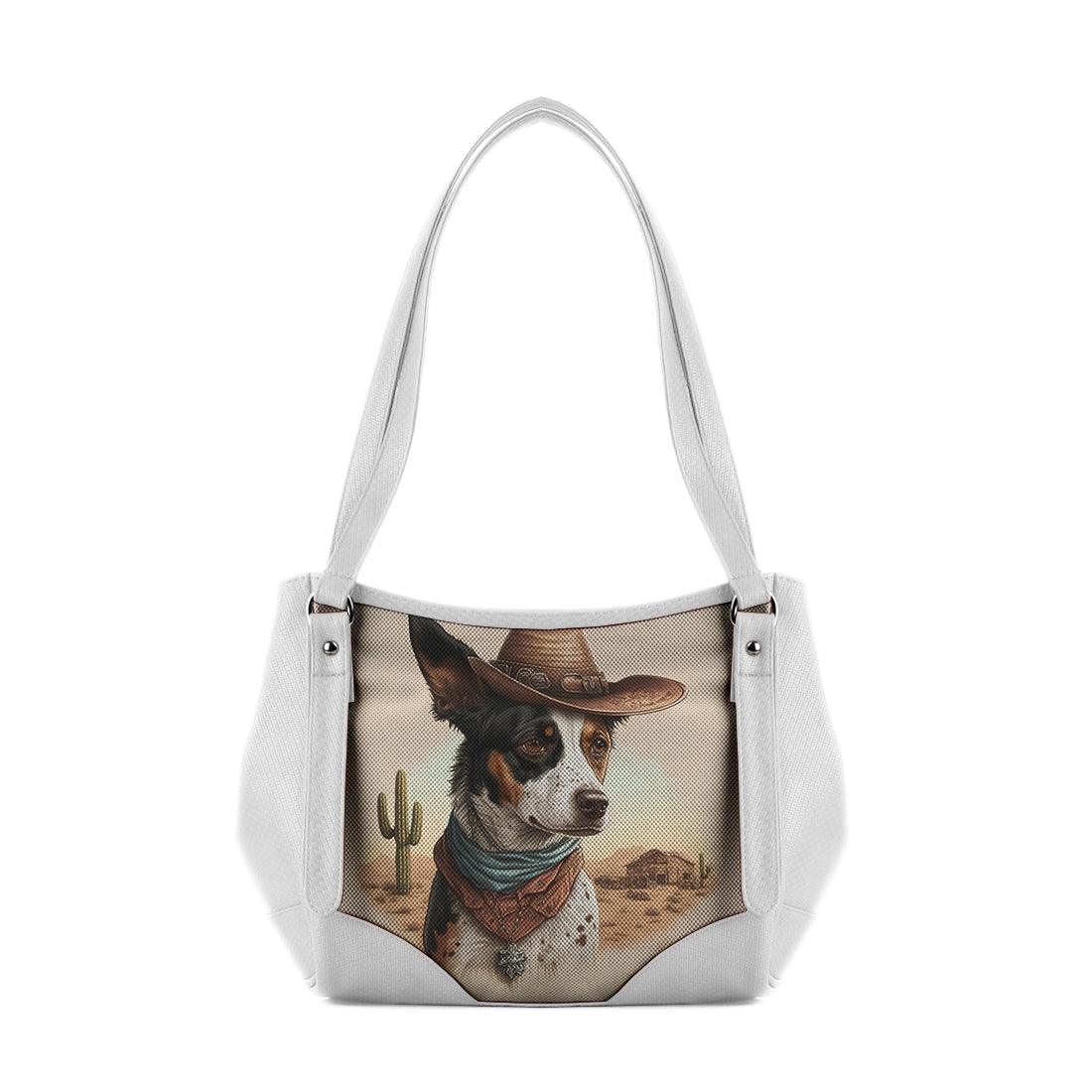 White Leather Tote Bag CowDog - CANVAEGYPT