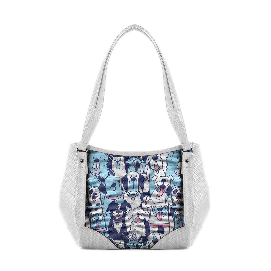 White Leather Tote Bag Dogs - CANVAEGYPT