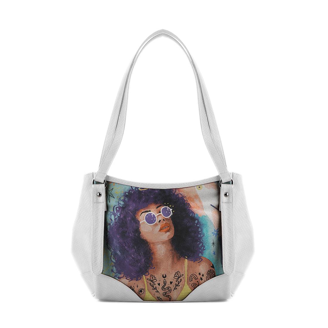 White Leather Tote Bag Flamingo Queen - CANVAEGYPT