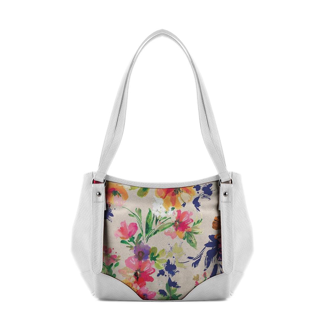 White Leather Tote Bag Flower - CANVAEGYPT