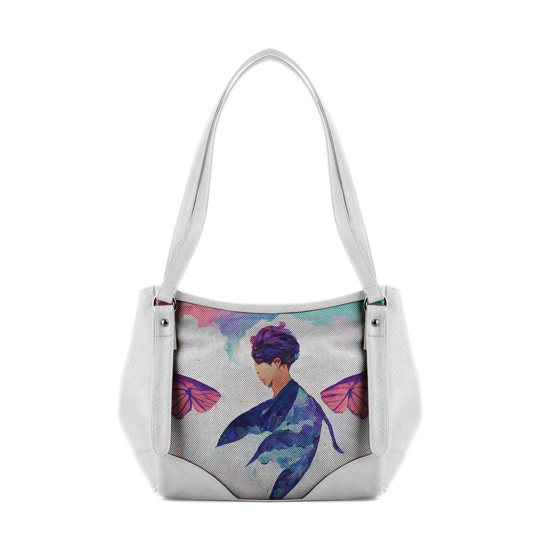 White Leather Tote Bag Flying Head - CANVAEGYPT