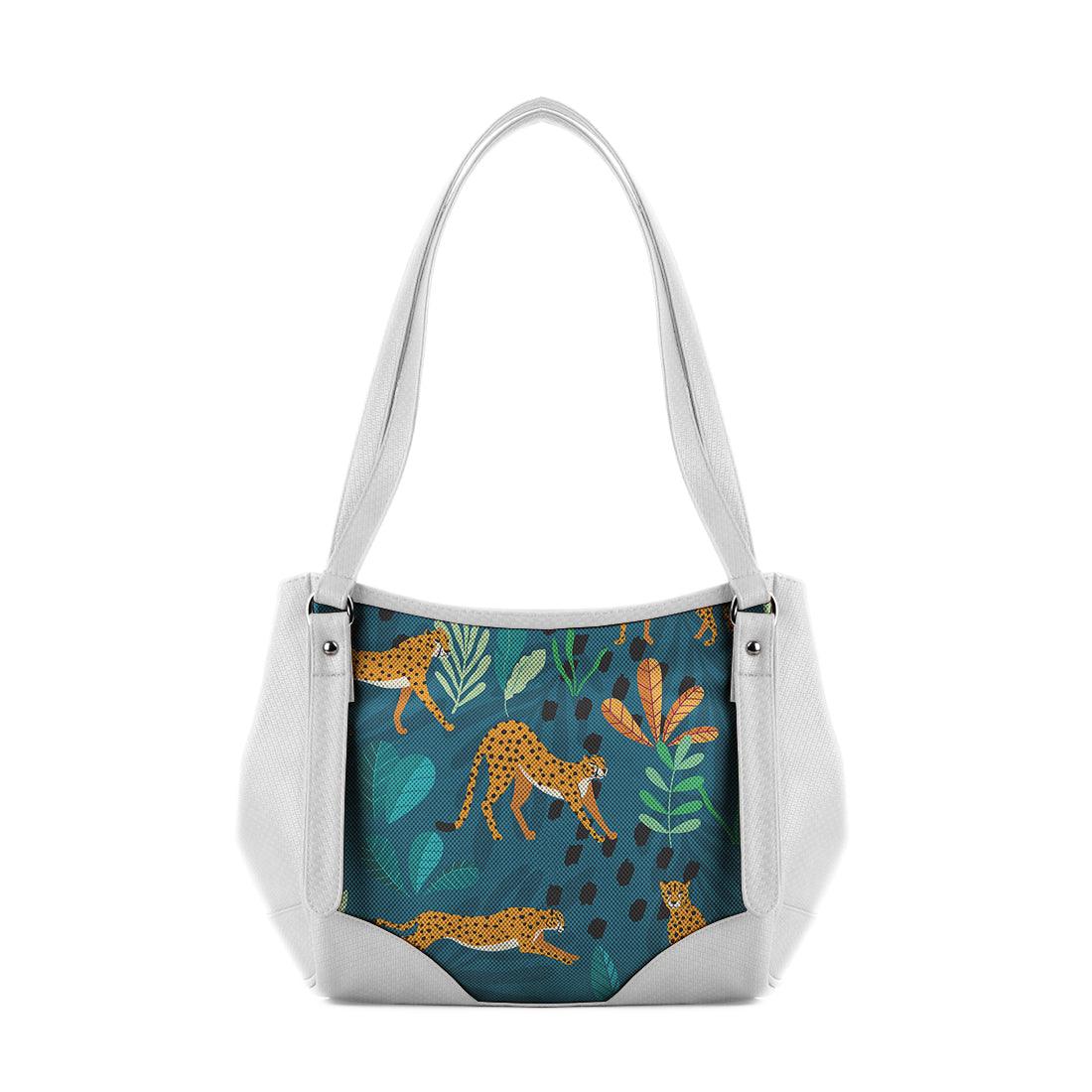 White Leather Tote Bag Jungle - CANVAEGYPT