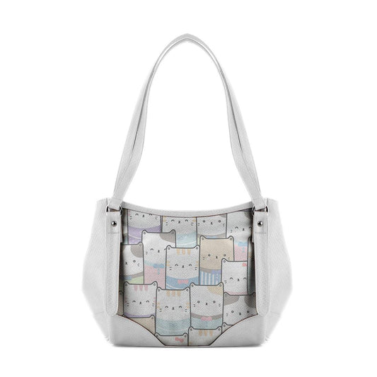 White Leather Tote Bag Kitty - CANVAEGYPT