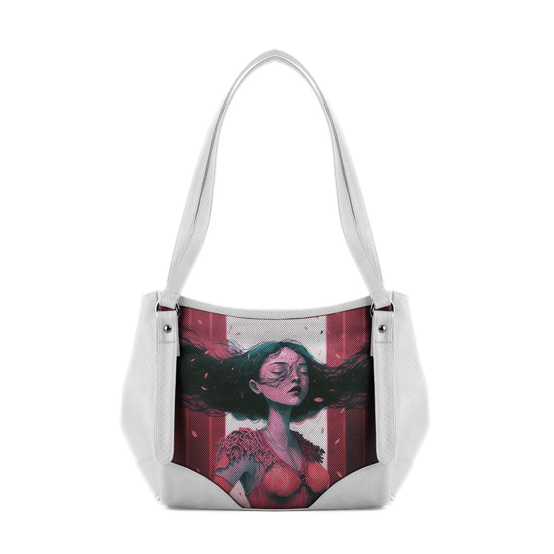 White Leather Tote Bag Lady in red - CANVAEGYPT