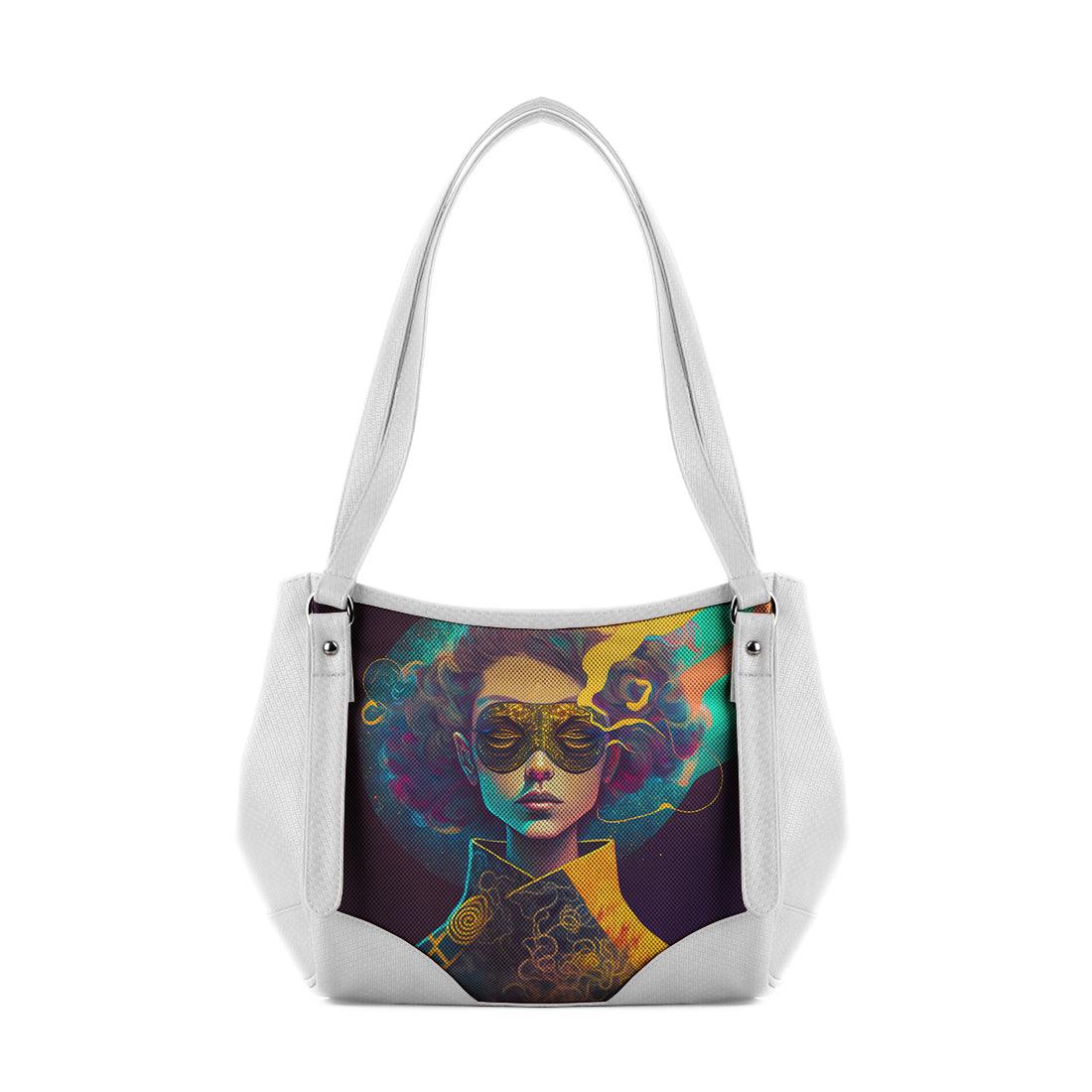 White Leather Tote Bag Mystery Lady - CANVAEGYPT