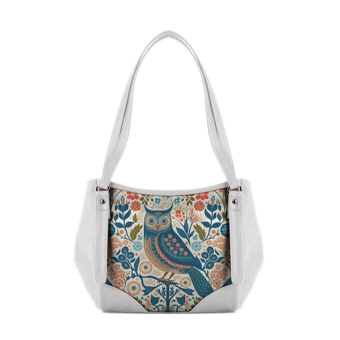 White Leather Tote Bag Owl - CANVAEGYPT
