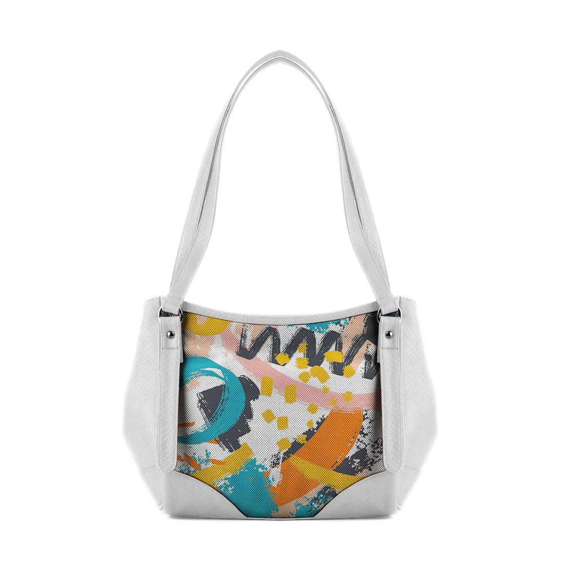 White Leather Tote Bag Paint - CANVAEGYPT