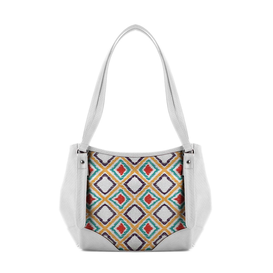 White Leather Tote Bag Pixely - CANVAEGYPT