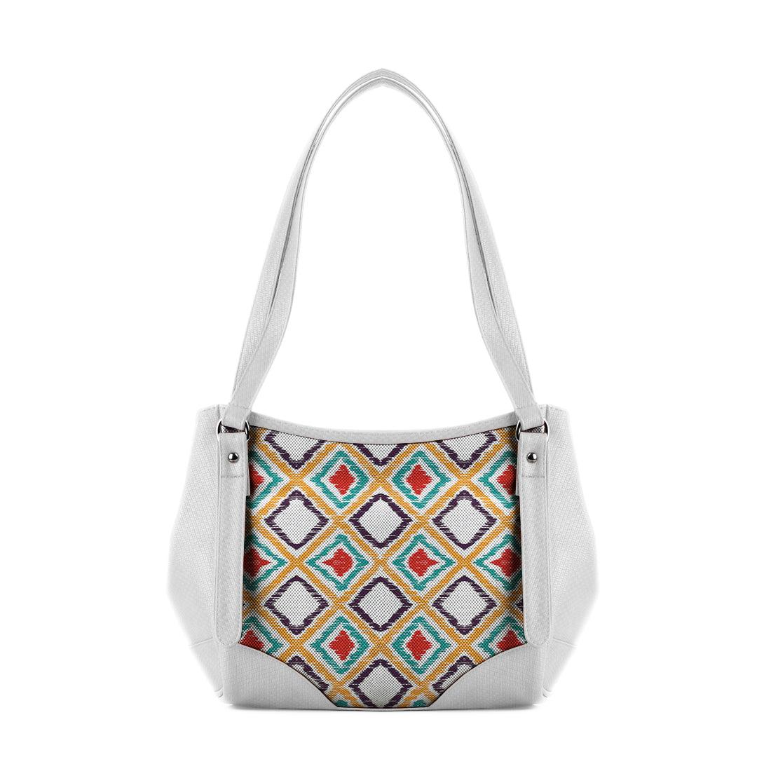 White Leather Tote Bag Pixely - CANVAEGYPT