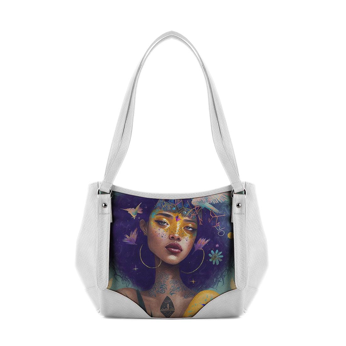 White Leather Tote Bag Pretty Queen - CANVAEGYPT