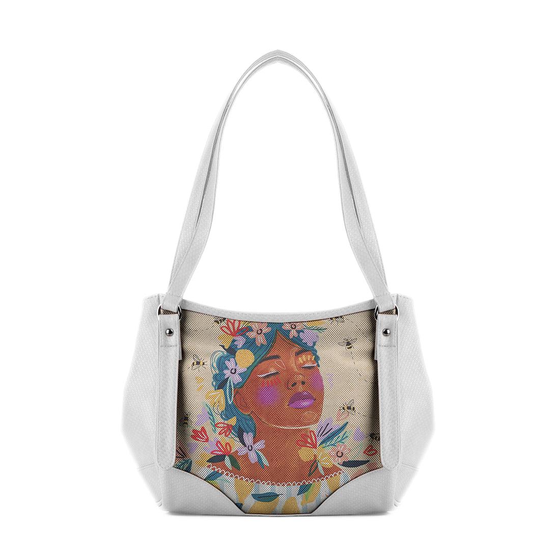 White Leather Tote Bag Save The Bees - CANVAEGYPT