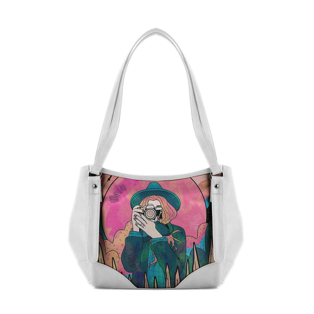 White Leather Tote Bag Space Photographer - CANVAEGYPT