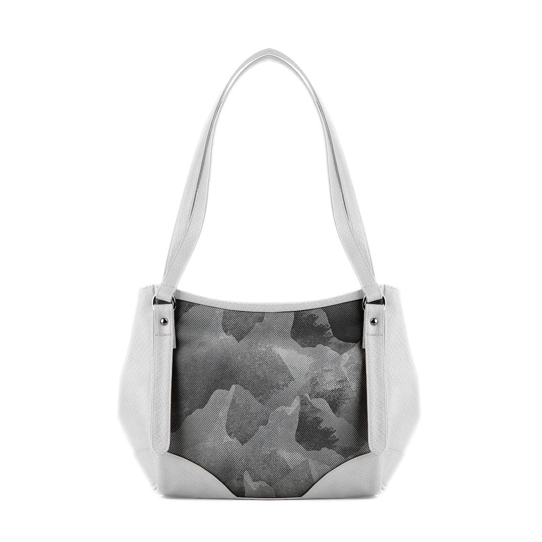 White Leather Tote Bag The Grey Rocks - CANVAEGYPT