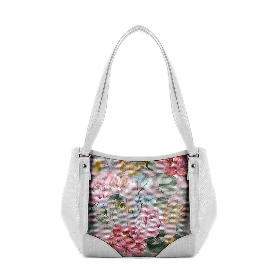 White Leather Tote Bag Watercolor Gentle - CANVAEGYPT