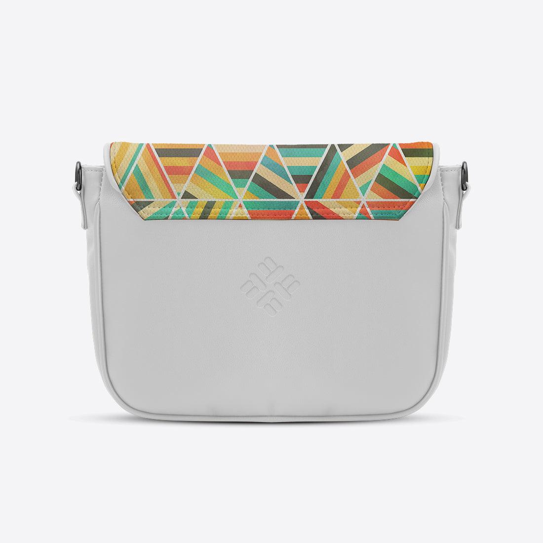 White Messenger Crossbody Colorful Triangles - CANVAEGYPT