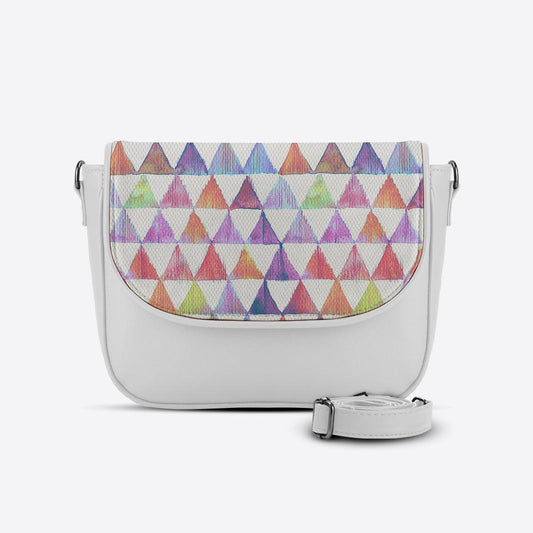 White Messenger Crossbody Rainbow triangles - CANVAEGYPT