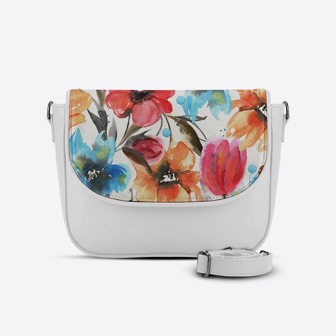 White Messenger Crossbody White Floral - CANVAEGYPT