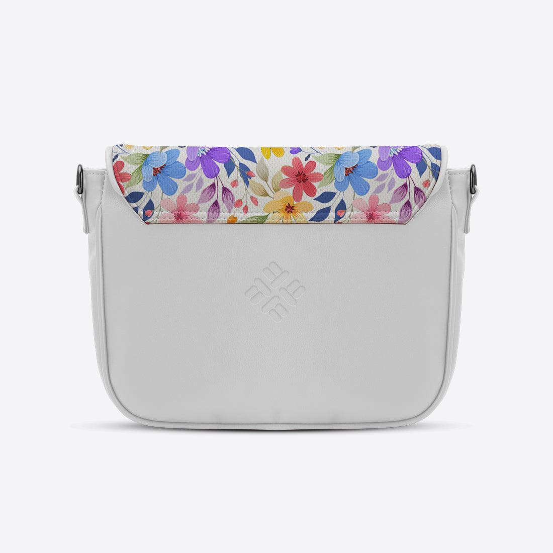 White Messenger Crossbody White Flowers - CANVAEGYPT